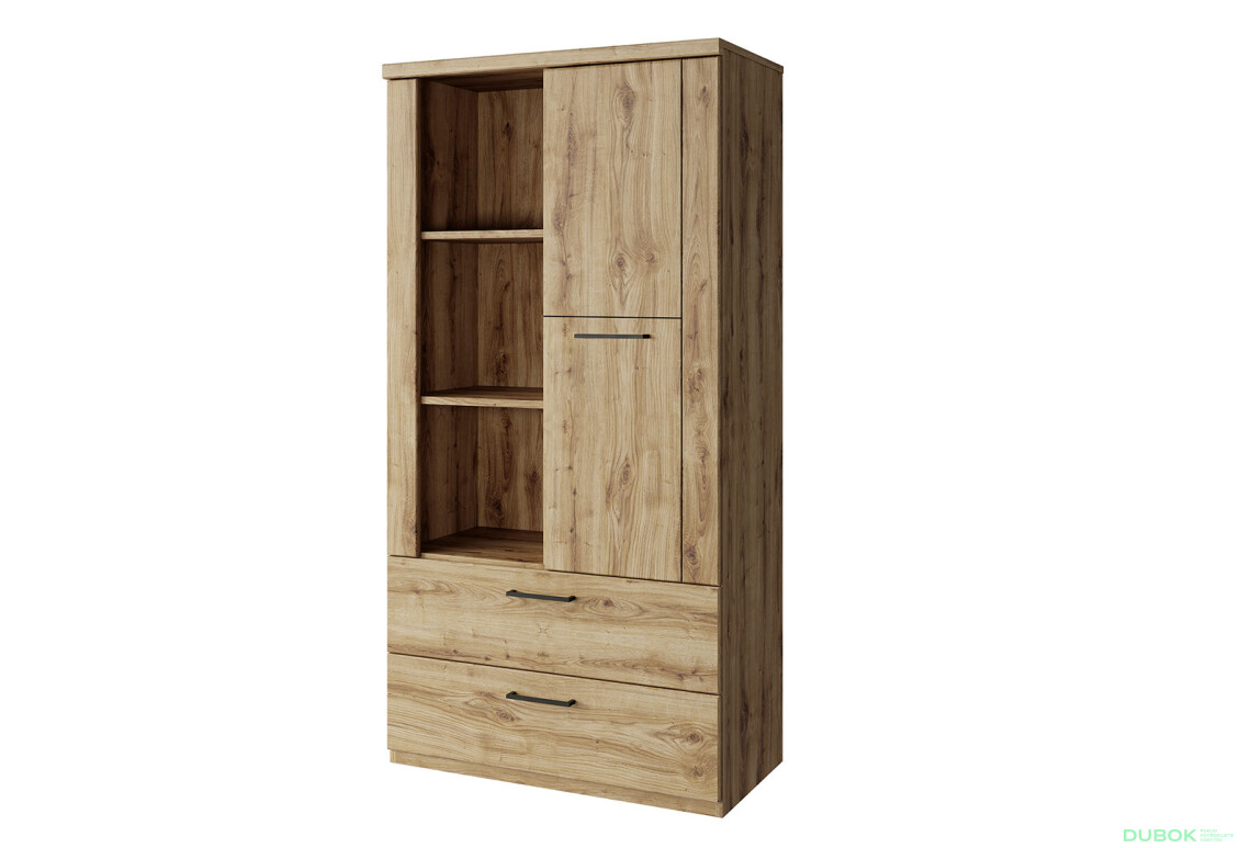 Regál otvorený nízky 1d2s dub navarra Doorset