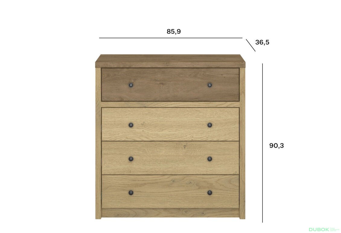 Fotografia 4 - Komoda 4s dub cremona / dub lefkas Denzel