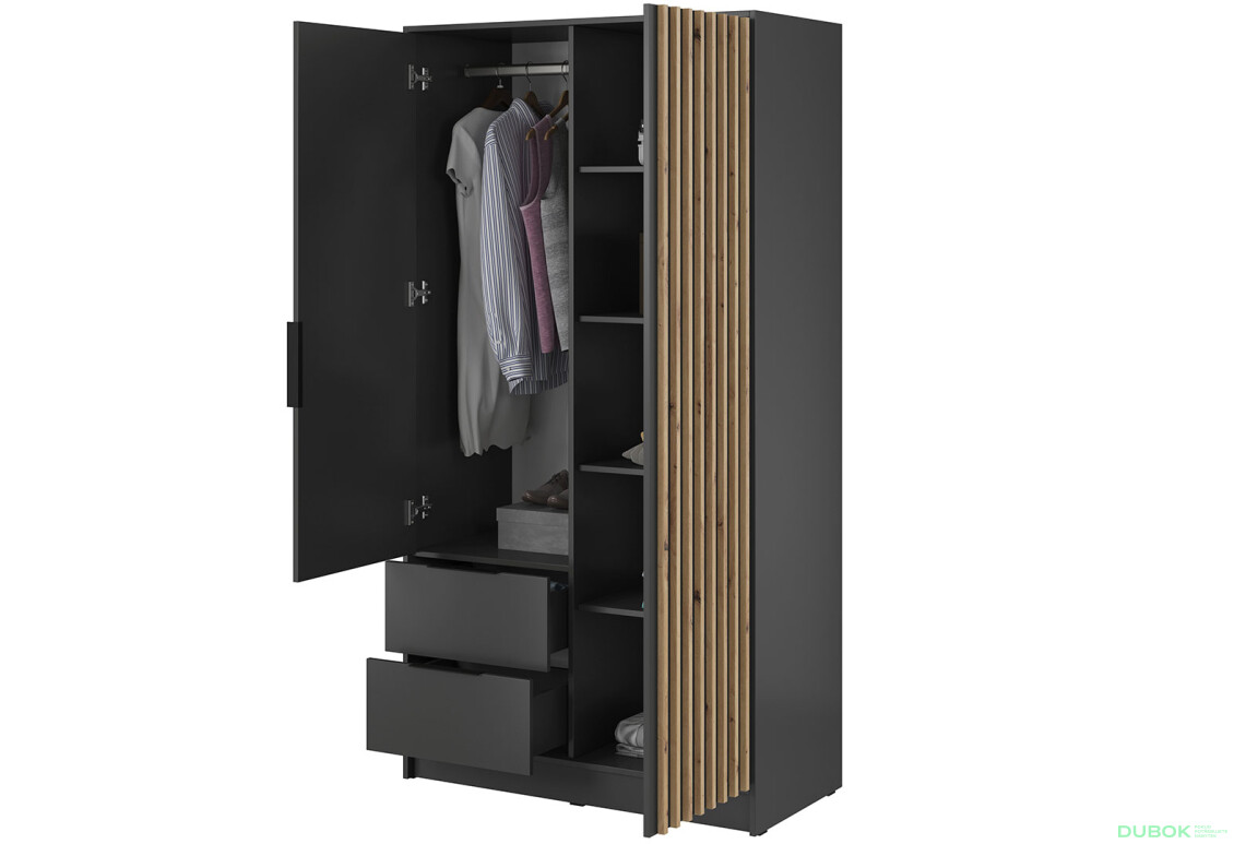 Skriňa 2D bez zrkadla grafit Nelly - Fotografia 2 Fotografia 2 - Skriňa 2D bez zrkadla grafit Nelly