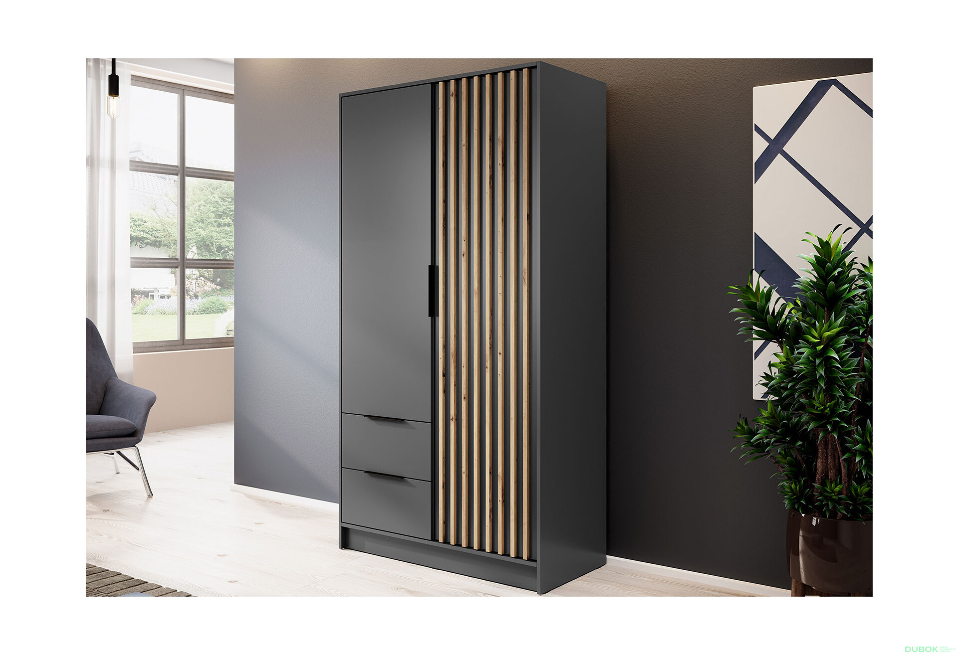 Skriňa 2D bez zrkadla grafit Nelly - Fotografia 3 Fotografia 3 - Skriňa 2D bez zrkadla grafit Nelly