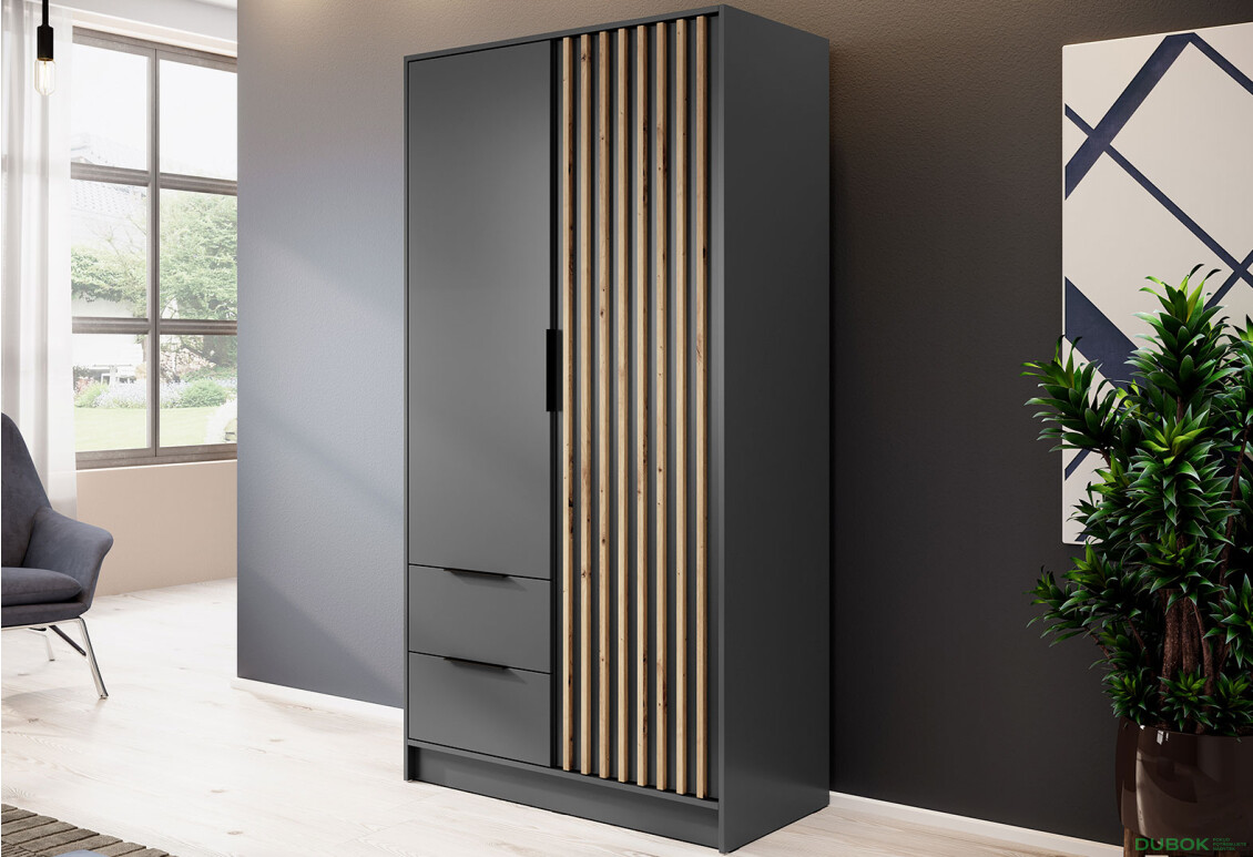 Skriňa 2D bez zrkadla grafit Nelly - Fotografia 3 Fotografia 3 - Skriňa 2D bez zrkadla grafit Nelly