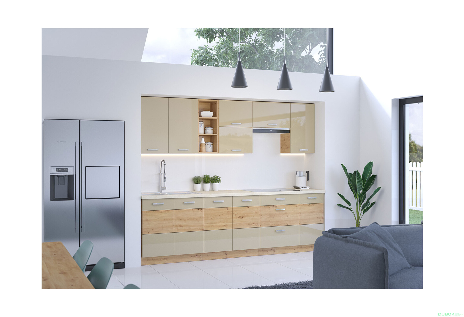 Fotografia 1 - Kuchynská zostava 2.6 m Artisan / cappuccino lesk