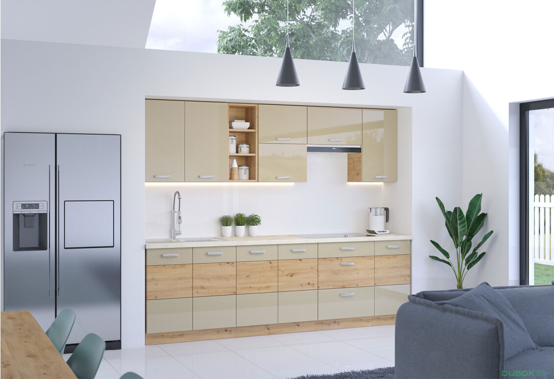 Kuchynská zostava 2.6 m Artisan / cappuccino lesk