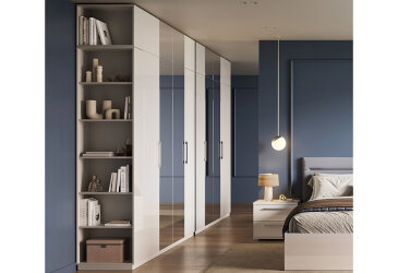 Fotografia Nadstavec na skriňu 4dv so zrkadlami biely lesk