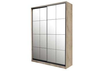 Skriňa 2D Loft 1200x600x2400, 2 zrkadlá Lines BL, Dub kraft sivý