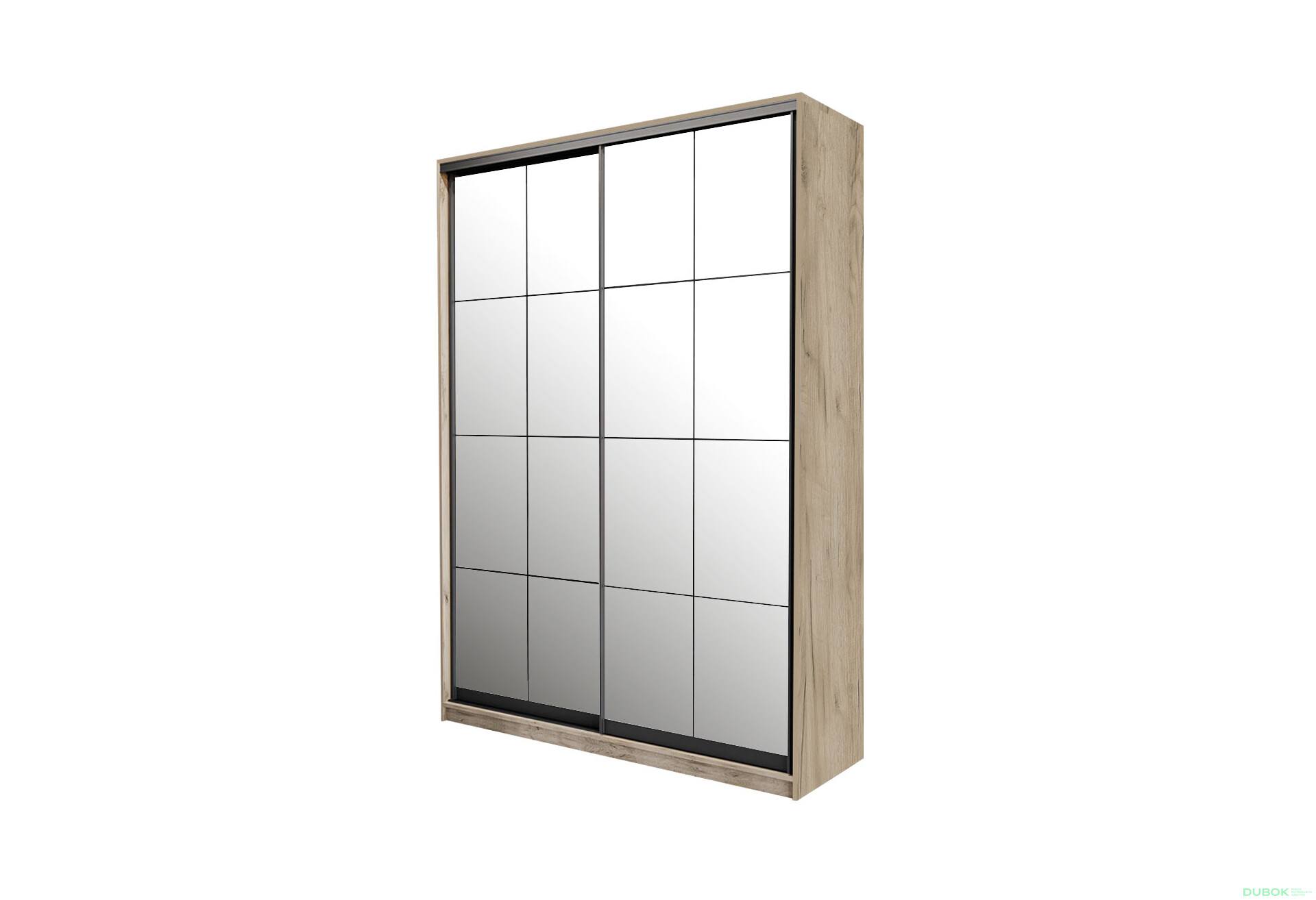 Fotografia 1 - Skriňa s posuvnými dverami 2 zrkadlá 120x240x60 cm Loft Lines BL Dub kraft sivý