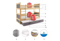 Poschodová posteľ Rico pre tri osoby borovice/grafit 90x200 cm s roštom, matracom - Fotografia 4 Fotografia 4 - Poschodová posteľ Rico pre tri osoby borovice/grafit 90x200 cm s roštom, matracom