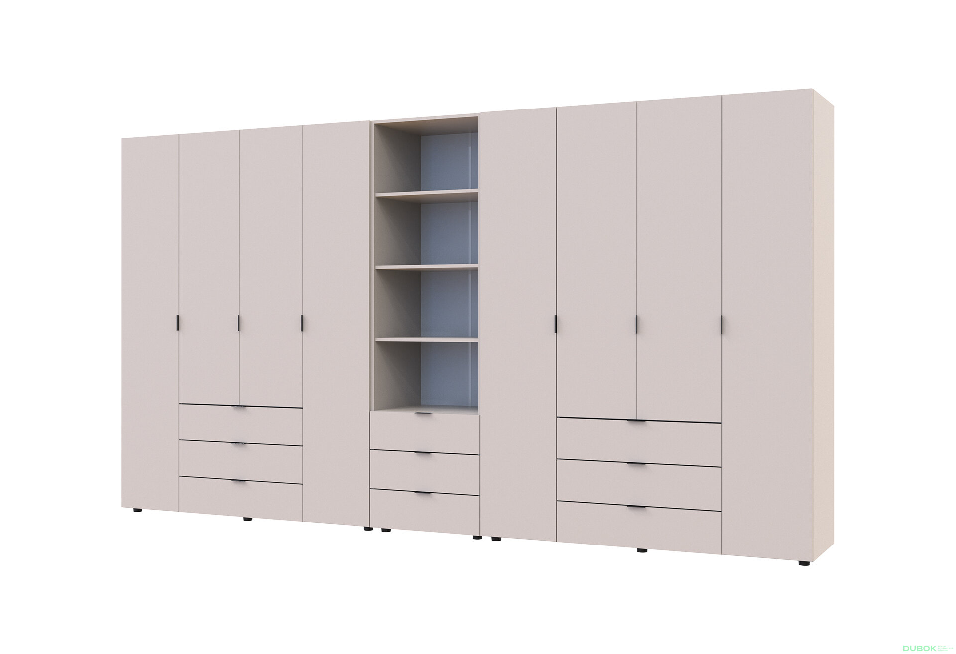 Fotografia 1 - Skriňa osemdverová s regálom s zásuvkami Gelar 370 cm kašemír