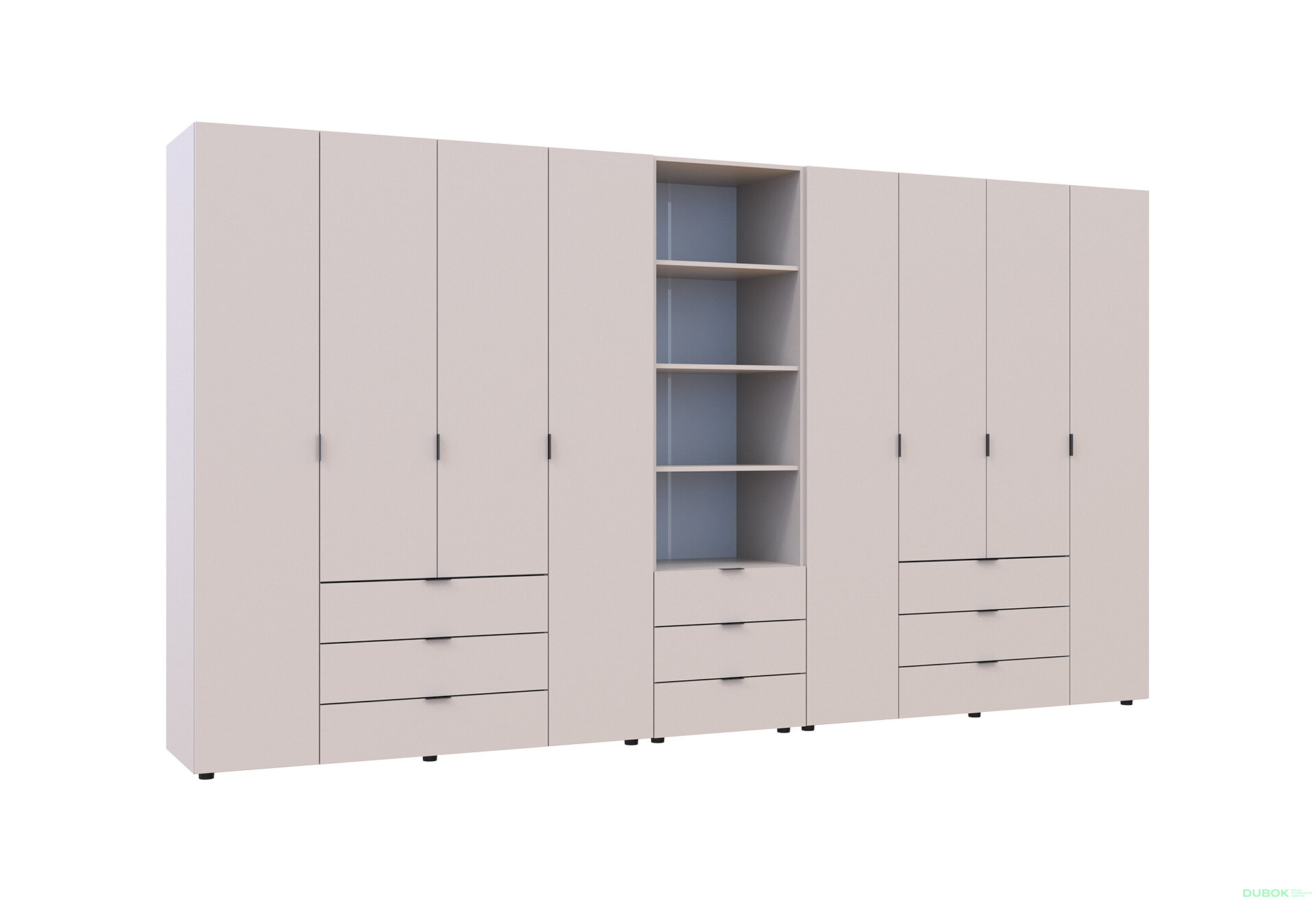Fotografia 4 - Skriňa osemdverová s regálom s zásuvkami Gelar 370 cm kašemír