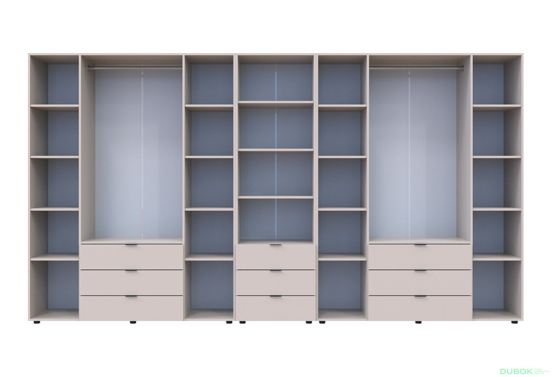 Fotografia 5 - Skriňa osemdverová s regálom s zásuvkami Gelar 370 cm kašemír