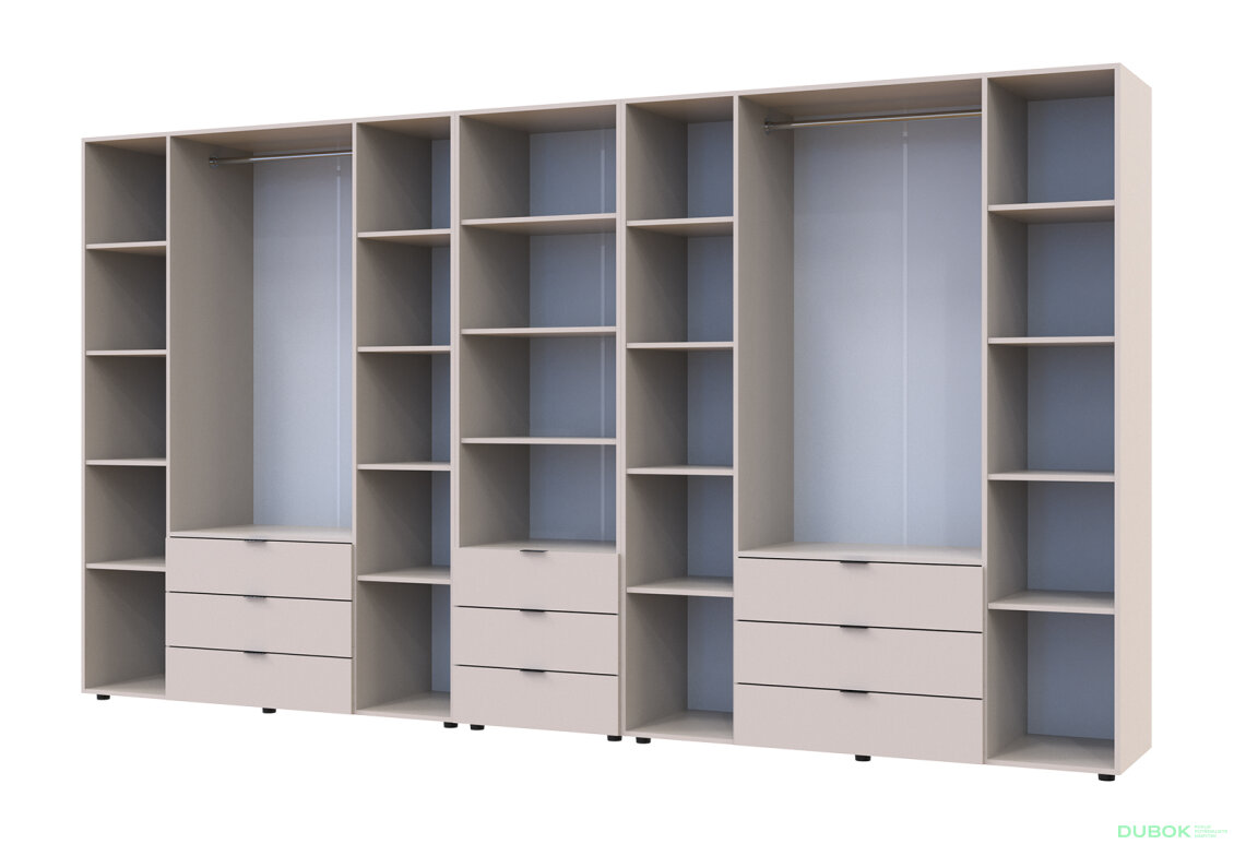 Fotografia 6 - Skriňa osemdverová s regálom s zásuvkami Gelar 370 cm kašemír