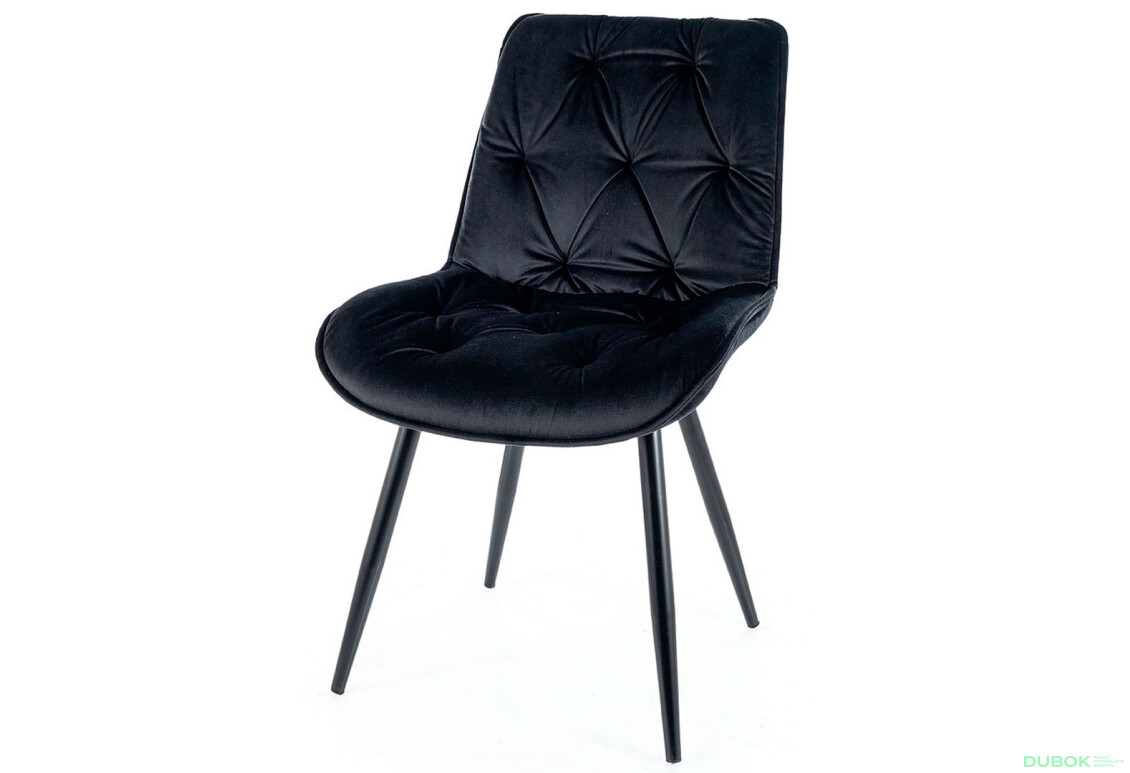 Stolička Cherry II Velvet čierny Bluvel 19, matná čierna kov