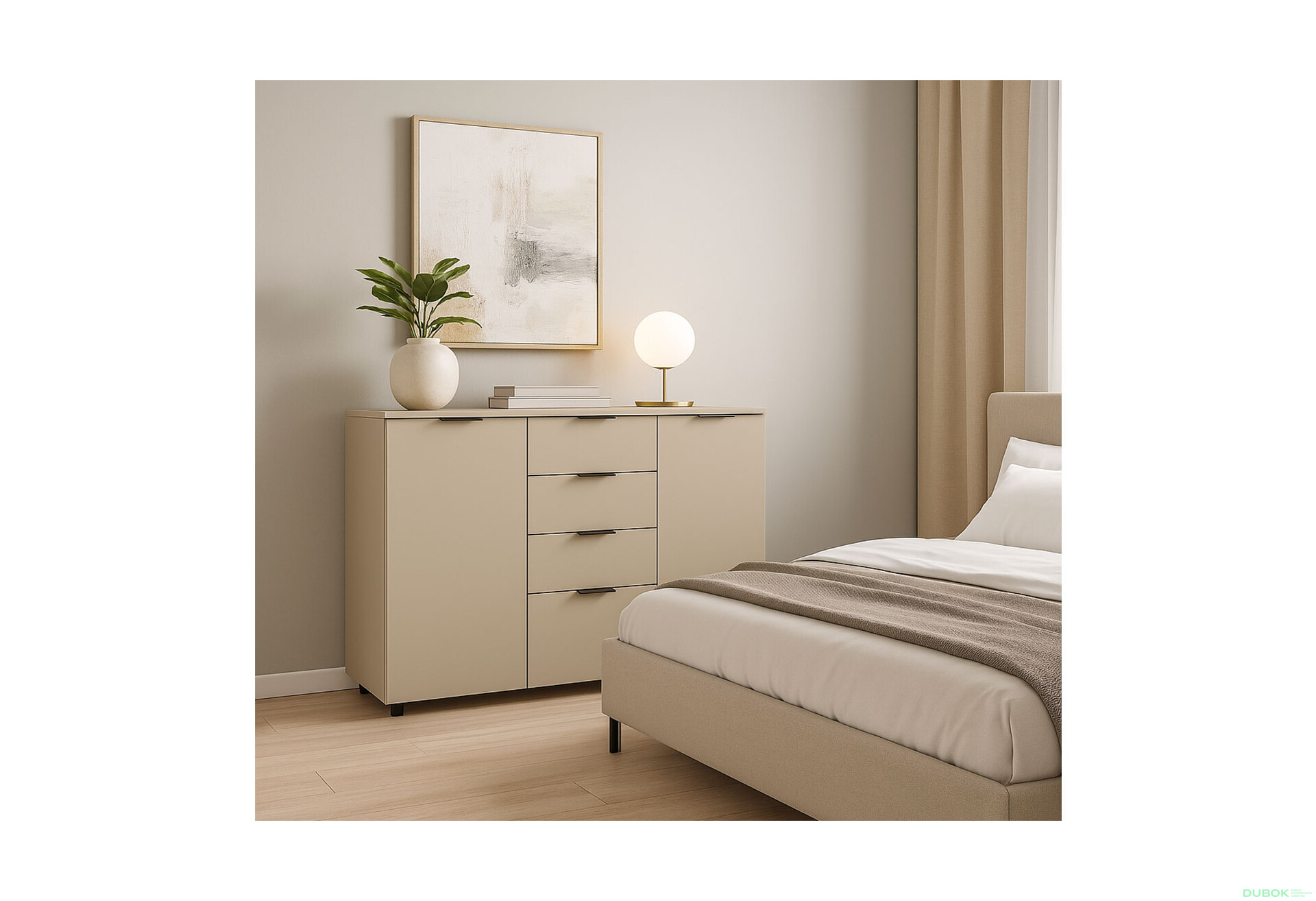 Fotografia 9 - Komoda s dvierkami a 4 zásuvkami Ron 5 140 cm kašmír