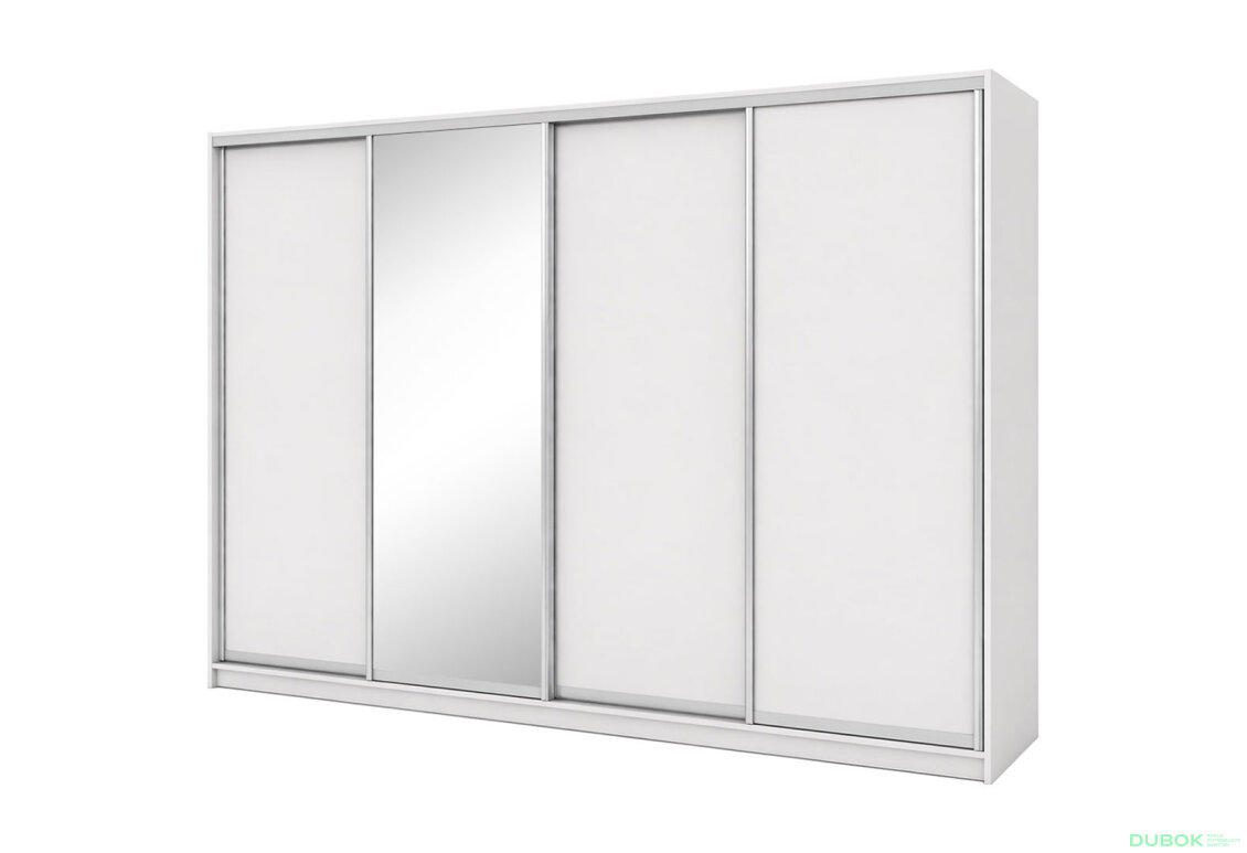 Skriňa s posuvnými dverami 2200x3000x600 3DTD 1 zrkadlo nymphaea alba, profil strieborný